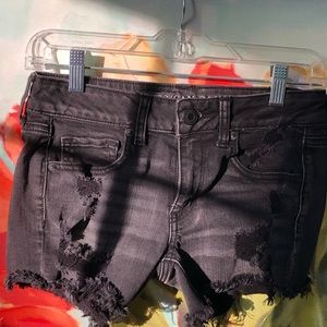 AE black denim shorts